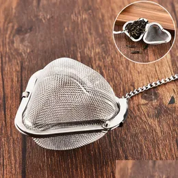 Tea Strainers Stainless Steel Infuser Heart Shape Locking Leaf Spice Strainer Mesh Filter Kitchen Accessories Tools Drop Delivery Ho Dhx04