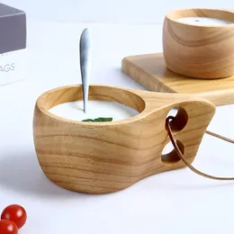 Kuksa Cup Kids Milk Mugs Finland Handmade Portable Wood Cup For Coffee Water Mug Tourism Gifts Q137