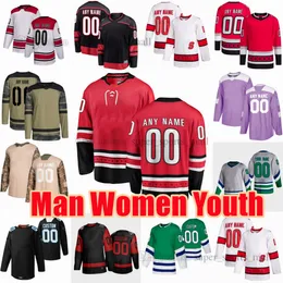 Anpassad S-6XL Movie College Hockey Wears Embroidery Jersey 37 Andrei Svechnikov 11 Jordan Staal 20 Sebastian Aho 76 Brady Skjei Frederik Andersen Brent Burns Jerseys