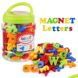 Магниты холодильника 78pcs Магнитные буквы номера Alphabet Colorf Пластиковые образовательные игрушки Установите дошкольное обучение, подсчет списка Ders Dhnmg