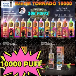 puff 10000 original RandM tornado 10000 vape e cigarro descartável dispositivo de controle de fluxo de ar 6 cores luz rgb 0% 2% 3% 5% opcional puff 10K puffs caneta vapes 24 sabores