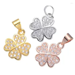 Charms Est Design Flower Shape CZ Micro Pave Beads Copper Metal Zircon Loose