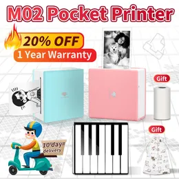 Printers Phomemo M02 Mini Portable Thermal Printer Small Pocket Label Maker Sticker Wireless Connection Photo Printer SelfAdhesive Paper