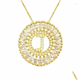 Pendant Necklaces Omyfun Top Sale Letter J Mandala De Letra Collar Brazil Necklace Gold Color Initial Chain Cubic Zirconia Joyeria D Dh1Cb
