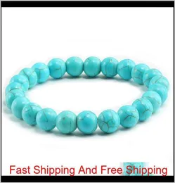 avatar chakras High Quality Blue White Green Red Natural Turquoises Stone Homme Femme Charms 8Mm Men Strand Beads Yoga Bracelets W6674364
