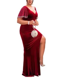 Plus Size Dresses Vneck Bodycon Sexy Dress For Woman Curved Open Back Floor Trendy Elegant Birthday Party Wear3957014