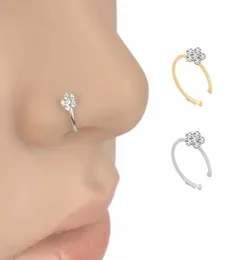 Małe cienkie 5 przezroczyste kryształy kwiat urok nos srebrny pierścień stadnin biżuteria cne fast for 1248294
