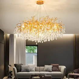 Ljuskronor modern LED Crystal Chandelier för vardagsrum Restaurang trappor villa bröllop hängande lampa aluminium hanglamp interiördekor