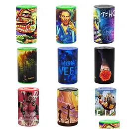 Accessories Colorf Printing Butt Bucket Bag 102Mm Height Dry Herb Tobacco Smoking Stash Cans 165Ml Empty Storage Jar Plastic Contain Dhfdk