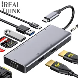 Stazioni Irealthink USB Tipo C hub USB C Adattatore MacBook Dock Dual Dual Display Adattatore Laptopisories Splitter USB 3.1 C Tipo di hub C