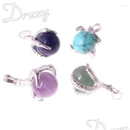 Collane con ciondolo Druzy Gemme naturali Perline di pietra Dragon Claw Ball Sodalite Crystal Quartz Donna Uomo Yoga Gioielli gotici Drop Deliver Dheep