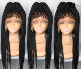 Africa Women Style Cornrows Braid Wig Long 200 Density Full Micro Braid Wigs With Baby Hair Jumbo Braid Spets Frontal Wig8163827