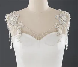 Wedding Bridal Lace Wrap Necklace Pearls Beads Full Body Shoulder Chain Dress Jacket Beading Crystals Bolero White Charming Orname7861355
