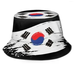 Berets Südkorea-Koreanische Flagge UV-Schutz Faltbare Eimer Hüte Frauen Männer Koreanische Korea Die