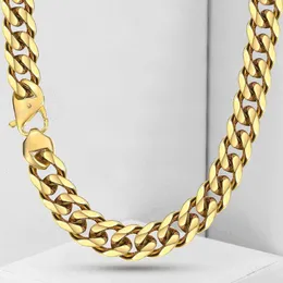 Chains Davieslee 15mm 316L Stainless Steel Necklace For Men Boy Gold Color Heavy Chain Male Fashion Jewelry DHN113