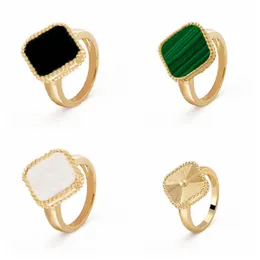 العلامة التجارية الفاخرة 4 أوراق Clover Charm Band Ring مجوهرات الزفاف للنساء هدية