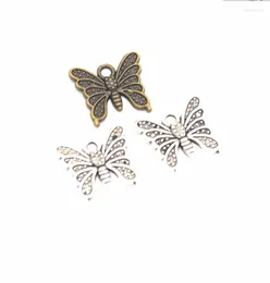 Charms 10pcs adorável borboleta 15 pingentes de cor prata antigos de 14 mm, fazendo com que o tibetano de DIY encontre jóias f0665
