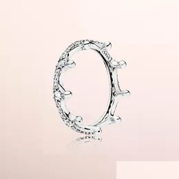 Wedding Rings Sparkling Crown Stacking Ring For Pandora 925 Sterling Sier Designer Jewelry Women Girlfriend Gift Cz Diamond With Ori Dhyyn