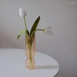 Vases Flower Vase For Table Decoration Living Room Glass Fleur Ornaments Floral Tabletop