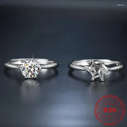 Ringos de cluster Hoyon 18k White Gold S925 Silver Moissanite D Color VVS 3Ex Diamond Ring Feminino One Moda Ins presentear