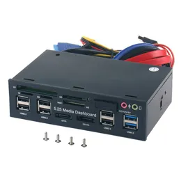 Adapter 5.25 "PC Frontpanel Dashboard Media USB 3.0 Hub Audio ESATA SATA -KARTE LESER DESCTIP OPTICAL -Laufwerk Multifunktionales Panel 525E