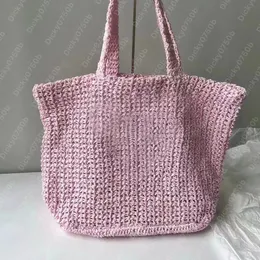 Raffia Tote Straw Bag Designer Tygväskor Kvinnor axelväska handväska Sommar sängkläder Petit Sac Luxury Handväskor Stickning Hand Holiday Beach virkning Purse Dicky0750