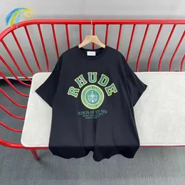 2023ss New Coconut Medal Series Rhude T-shirt Men Women High Quality Vintage Classic Patchwork Tee Top Inside Tags