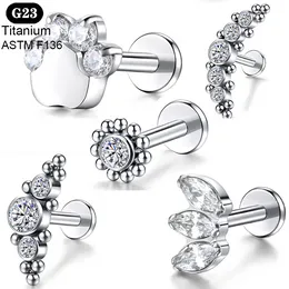 1 Uds G23 titanio Piercing Stud oreja tragus cartílago pendientes 16G bola Labret labio circón ópalo lóbulo hélice Daith cuerpo joyería