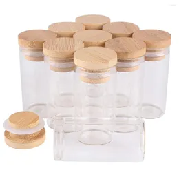 Storage Bottles 24 Pieces 25ml 30 60mm Test Tubes With Bamboo Caps Glass Spice Jars Lids Vials Wishing Bolttes Wish Bottle