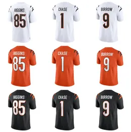 Stitched Football Jerseys Joe Burrow Ja'Marr Chase Tee Higgins Men Women Youth S-3XL Orange Black White Jersey