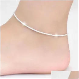 Braccialetti di collegamento a catena Sier Colore Gypsophila Cavigliera regolabile per le donne Gioielleria di alta moda Regalo della festa nuziale Sl056 Drop Delivery Dhhyk