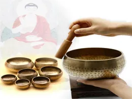 Himalajska ręka w młotka Chakra Meditation Bowl DekoracjaWalldishes Yoga Tybetańska buddyjska mosiężna mosiężna mosiąża 192N7172393