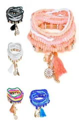 Bohemian Style Star Charm Beads Bracelets For Women Boho Tassel Multilayer Simulated Pear Bracelet KKA16925574608