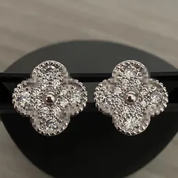 Tasarımcılar Vintage Clover Charm Stud Küpeler Geri Geri Gümüş Anne Gümüş 18K Altın Kaplama Kadınlar için Valentine's Anneler Günü Düğün Takı No Box11111554