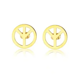Stud Stainless Steel Delicate Gold Peace Sign Women Fashion Earrings Jewelry Gift For Him5535752