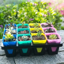 Vaser Transplantation Planter Container 10st Square Plant Pot Nursery Garden Basket