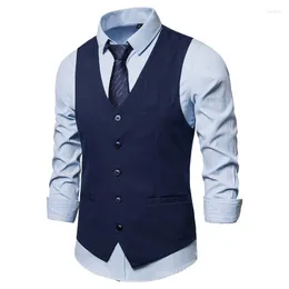 Мужские жилеты Мужчина Slim Fit Single Breadted Suit Vest 2023 Формальное платье бизнес Бизнес свадебный жилет мужчина твердый цвет gilet homme