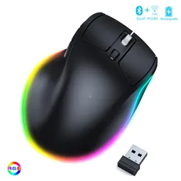 Mice Jelly Comb RGB Bluetooth Wireless Mouse Vertical Rechageable 2.4G Wireless Mouse for Laptop Tablet Gaming Mouse Ergonomic