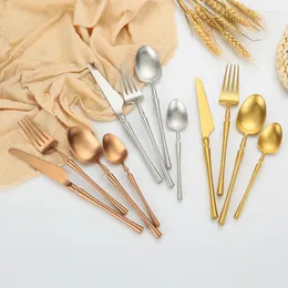 Dinnerware Sets Western Set 24 Pieces Matte Cutlery Stainless Steel Spoon Fork Knife Dinner Home Kitchen Accessories
