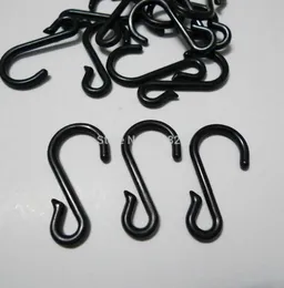 200pcs Black Plastic S Shape Hooks Hanger 2106090123453030336