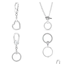 Schlüsselanhänger Lanyards 925 Sterling Silber Mode Europäische Runde Schlüsselbund Anhänger Original Weibliche DIY Pandora Exquisite Halskette Hangin Dho39