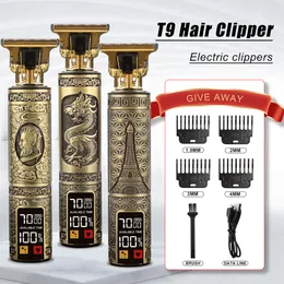 Saç düzeltici vintage t9 Erkekler için Erkekler Elektrikli Tıraş Makinesi Saç Kesme Makinesi Tıraş Kipi Profesyonel Sakal düzeltici adam damla 230526