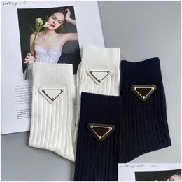 Men'S Socks Designer For Men Women Cotton Breathable Sock With Leather Metal Logo Piece Drop Delivery Apparel Underwear Mens Dhb2N