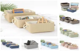 Linen Storage Baskets Storages Bins Box Cotton Rope Handles Fabric Basket Gifts 빈 홈 오피스 장난감 어린이 RO486033
