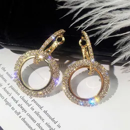 Stud Fyuan Klasik Geometrik Yuvarlak Kristal Çember Küpeler Mozaik Altın Gümüş Renk Rhinestone Küpe Kadın Moda Takı Hediyesi J230529