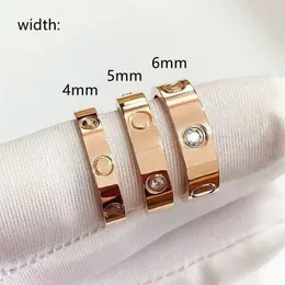 Diamond Ring Love Ring Designer smycken Rostfritt stål 18K Rose Gold Silver Valentines Day Christmas Gift For Girl Friend Engagement Accessories Storlek 4mm 5mm 6mm