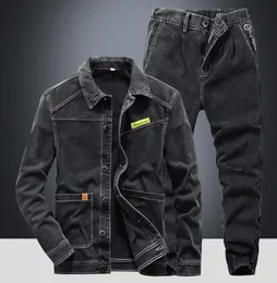 Schwarze Herren039s Trainingsanzüge Mode Lässig 2021 Frühling Herbst Langarm Jacke und Jeans Zweiteiliges Set Größe M4XL Paar Denim S2801663