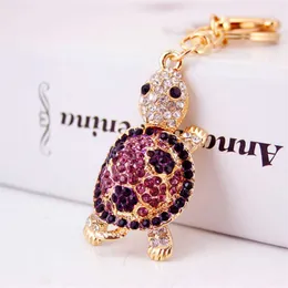 Nyckelringar Fancy Fantasy Cute Pavilion Gold Rhinestone Torch Keychain Metal Car Keyring Animal Turtle Women's Handbag Keyholder G230526