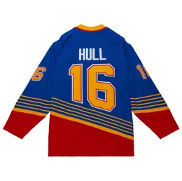 Brett Hull 스티치 하키 저지 1995-96 Blue 남자 여자 청소년 S-3XL 레트로 유니폼