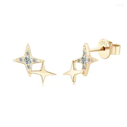 スタッドイヤリングAnziw Star Piercing Gold Silver 925 Sterling 2023 Trend 2.0mmラウンドMoissanite Earring Women's Jewelry Girls Gifts